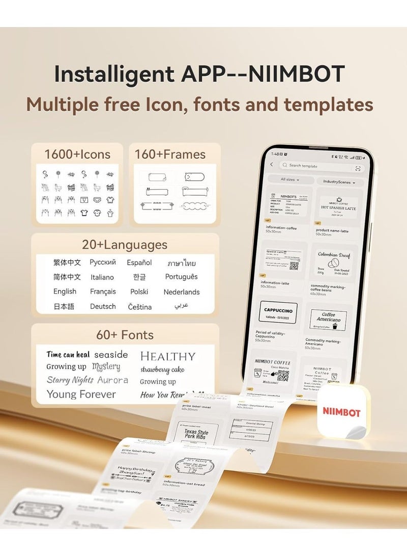 NIIMBOT B21 Upgraded B21 Pro Label Maker, 300DPI HD Label Printer, Bluetooth Sticker Label Printer, Inkless Thermal Label Maker Photos, Ideal for Notes, Study Graphics, Memo Maker, 50x30mm Label, 230Pcs - Image 3